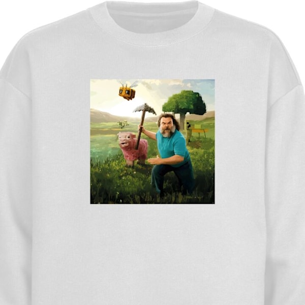 Sweatshirt för Vuxen | Klassisk Collegetröja A Minecraft Movie vit XXL