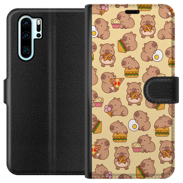 Huawei P30 Pro Tegnebogsetui Kawaii capybara mobilcover med flere søde figurer