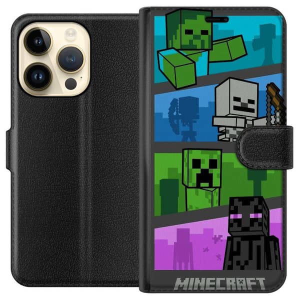 Kompatibel Tegnebogsetui til Apple iPhone 15 Pro Minecraft