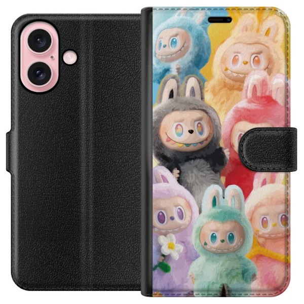 Apple iPhone 16 Plånboksfodral Labubu Sketch Style – Handri