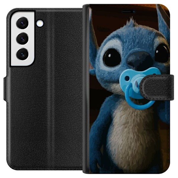 Samsung Galaxy S22 5G Tegnebogsetui Stitch & Napp - babytema med sød karakter