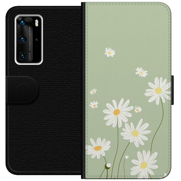 Huawei P40 Pro Tegnebogsetui Præstekraver - blomstret mønste