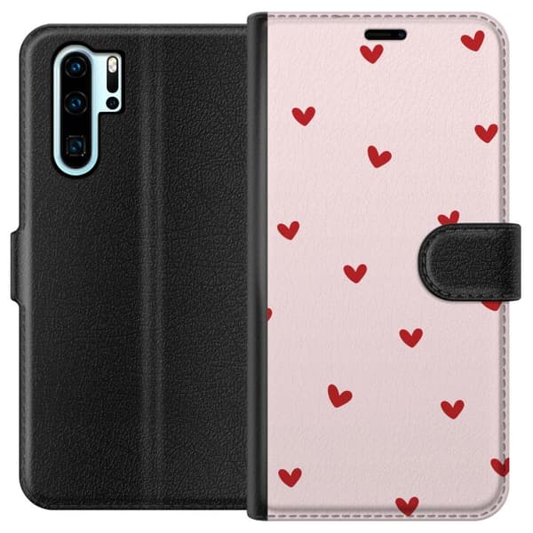 Kompatibelt Lommeboketui til Huawei P30 Pro Hjerter