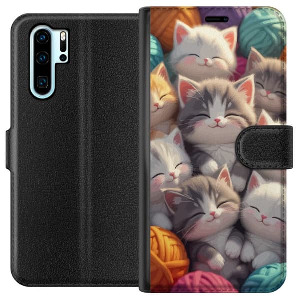 Kompatibel Tegnebogsetui til Huawei P30 Pro Sovande kattungar beige