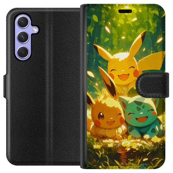 Samsung Galaxy A54 Plånboksfodral Pixelmonster spelstil – färgstark design för retroälskande gamers