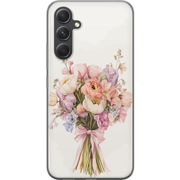 Samsung Galaxy S24 Gennemsigtig cover Mobilcover med farverig blomsterbuket i romantisk stil
