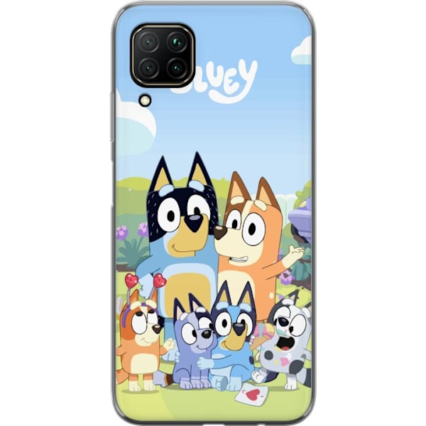 Huawei P40 lite Genomskinligt Skal Bluey mobilskal med hela familjen i färgglad design