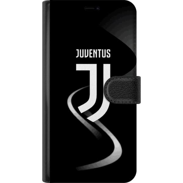 Kompatibel Tegnebogsetui til Apple iPhone XS Max Hvidt monogram med fejende linje - grafisk monogram på sort baggrund sort