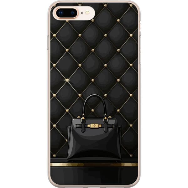 Kompatibel Mobilcover til Apple iPhone 8 Plus Luksuriøs sort taske mod quiltet baggrund