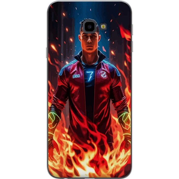 Samsung Galaxy J4+ Läpinäkyvä kuori Ronaldo Inferno - jalkapallolegenda liekeissä