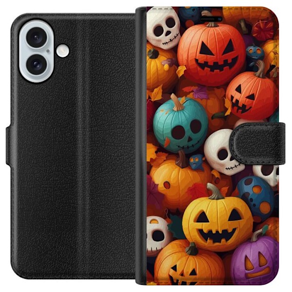 Apple iPhone 16 Plus Lompakkokotelo Halloween kuvio 2024