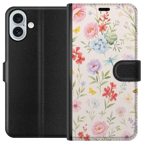 Apple iPhone 16 Plus Tegnebogsetui Blomster