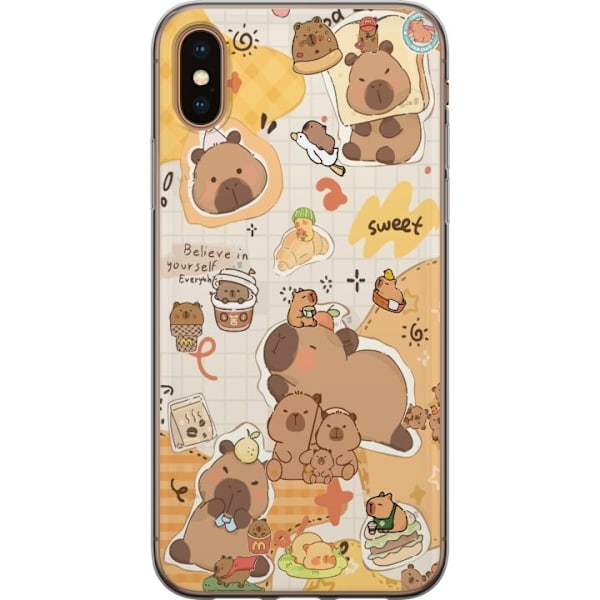 Apple iPhone XS Läpinäkyvä kuori Kawaii capybara mobilskal med gulliga djurmotiv
