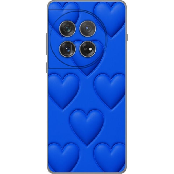 OnePlus 12 Läpinäkyvä kuori Siniset Sydämet