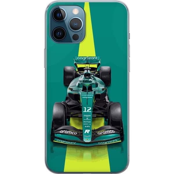 Kompatibelt Mobildeksel til Apple iPhone 12 Pro Max Aston Martin Formel 1-bil i grønt racingdesign med moderne studiopreg