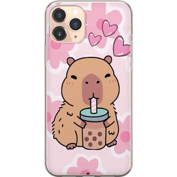 Apple iPhone 11 Pro Gennemsigtig cover Kawaii Capybara Hjerte Anime Stil Sød Design Dyremotiv TikTok Populær Gave Pige
