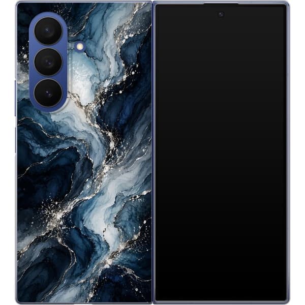 Kompatibelt Mobilskal till Samsung Galaxy Z Fold7 Nattmarmor blå