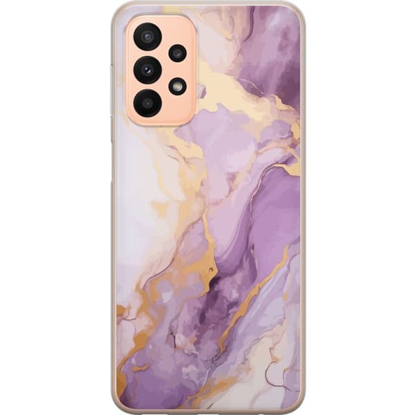Kompatibelt Mobildeksel til Samsung Galaxy A23 Marmor Lilla Gull