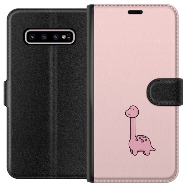 Kompatibelt Lommeboketui til Samsung Galaxy S10+ Rosa dinosaur