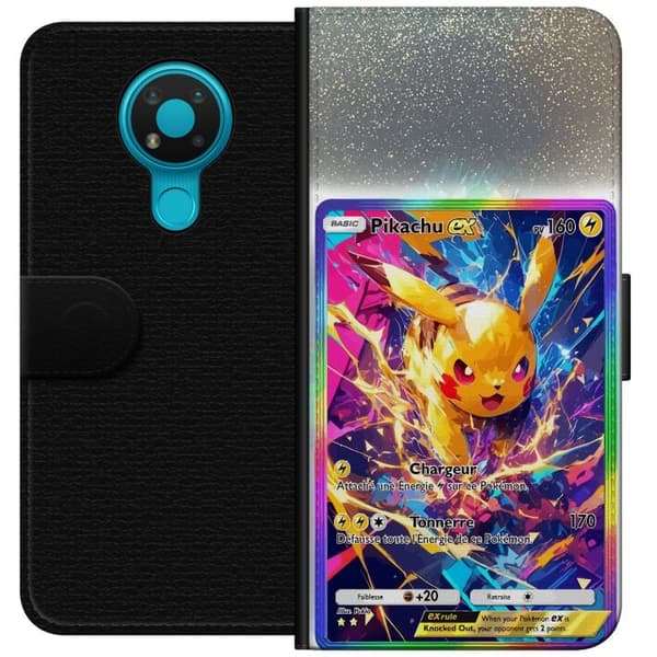 Kompatibel Tegnebogsetui til Nokia 3.4 Pikachu gul