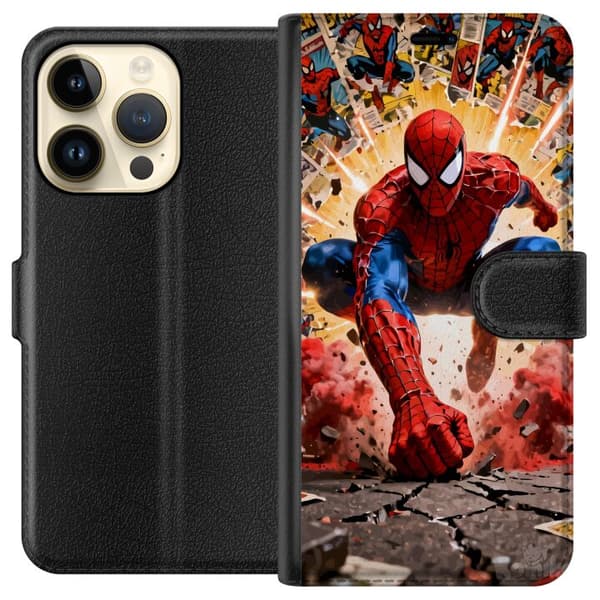 Kompatibel Tegnebogsetui til Apple iPhone 14 Pro Spider Man action