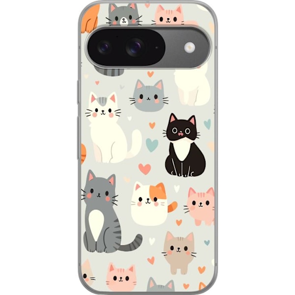 Google Pixel 9 Pro Gjennomsiktig deksel Katter