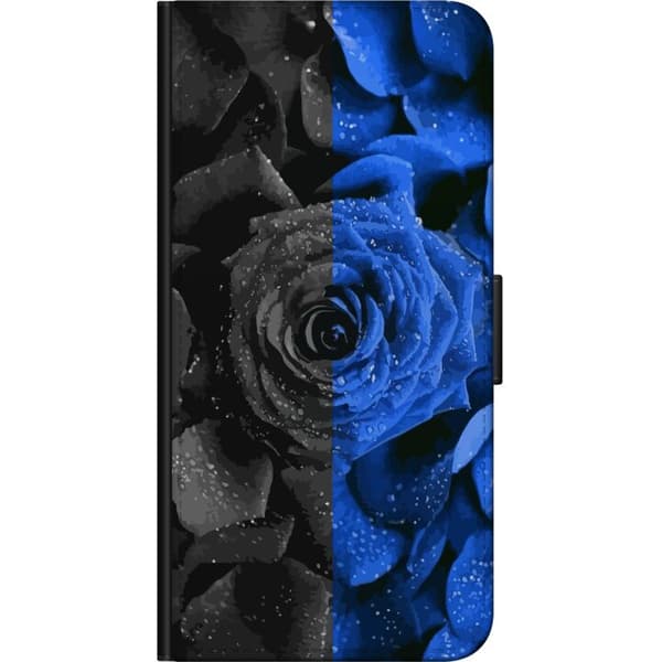 Kompatibelt Lommeboketui til OnePlus 9 Pro Svart og blå rose