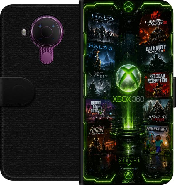 Kompatibelt Lommeboketui til Nokia 5.4 Grönt spelcollage grønn