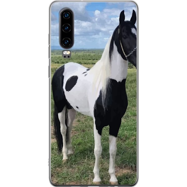 Huawei P30 Gennemsigtig cover Hestemagi - stiliseret hest i en rolig farveskala
