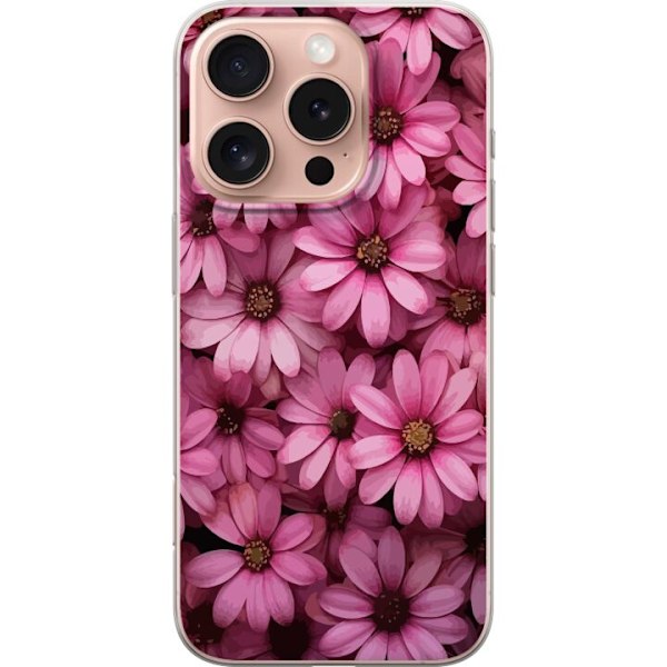 Apple iPhone 16 Pro Gjennomsiktig deksel Rosa blomster