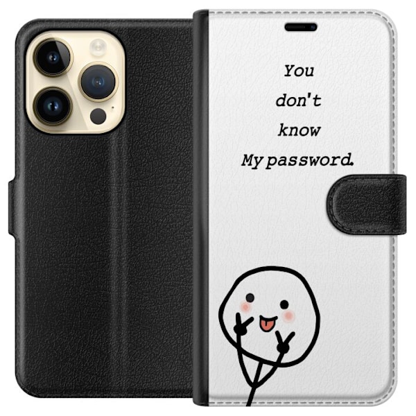 Apple iPhone 15 Pro Plånboksfodral You Don’t Know My Password – edgy textmotiv med attityd