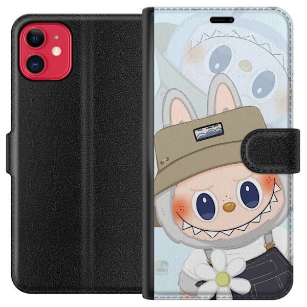 Apple iPhone 11 Tegnebogsetui Labubu med hat - Pop Mart figur Mr. Butcher i retro-stil med karakter