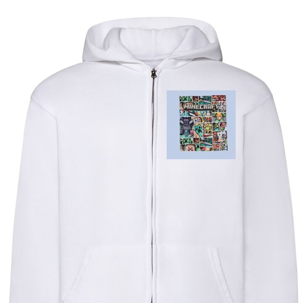 Zip-Hoodie | Huvtröja med Dragkedja för Vuxna Minecraft Art vit XL
