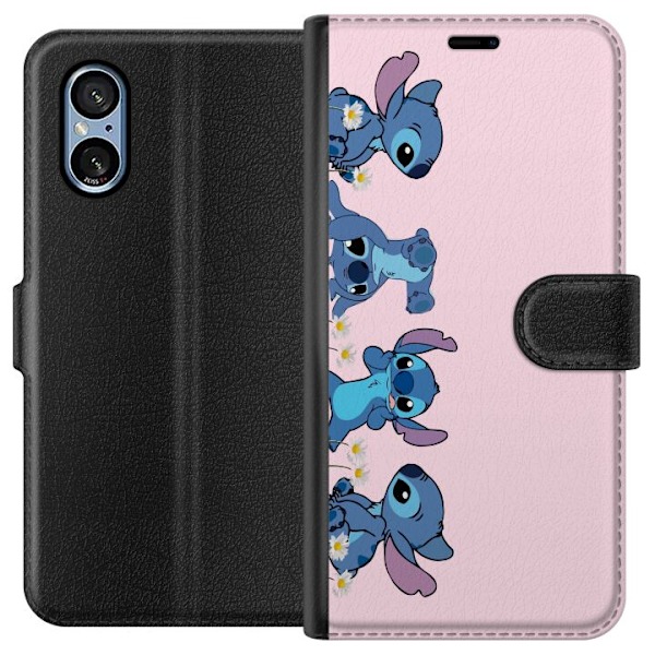 Sony Xperia 5 V Tegnebogsetui  Stitch Grin & Leg – Perfekt t