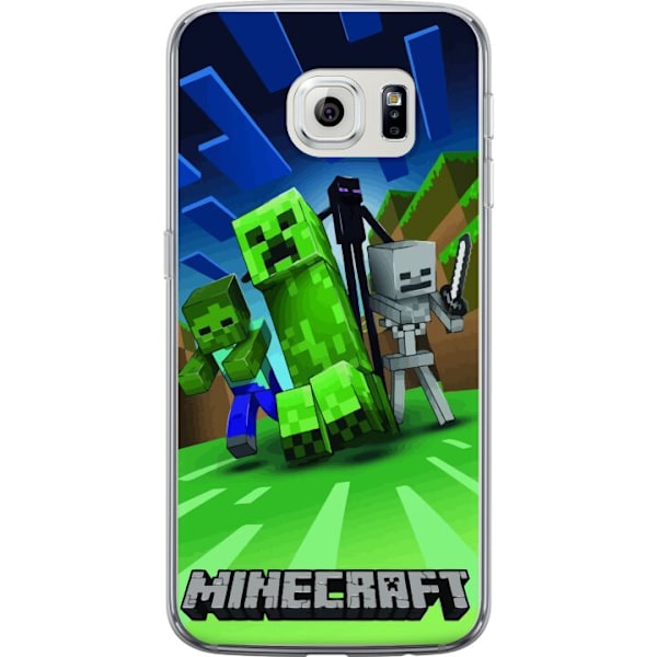 Samsung Galaxy S6 edge Läpinäkyvä kuori Minecraft Creeper mobilskal i klassisk grön pixelstil