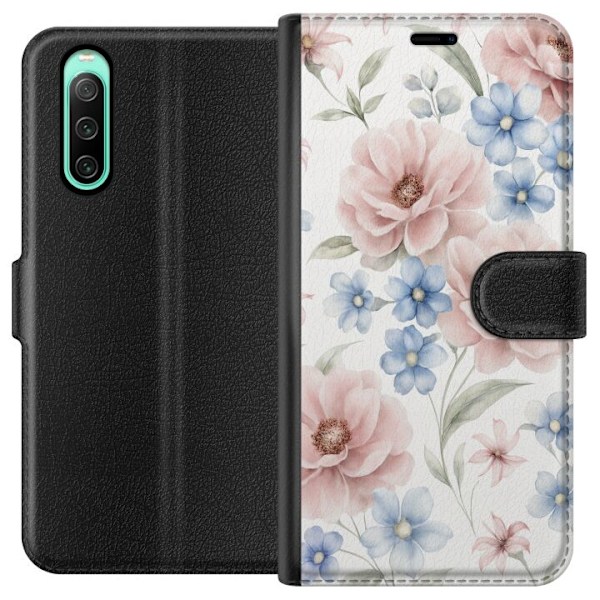 Sony Xperia 10 IV Plånboksfodral Romantiska blommor