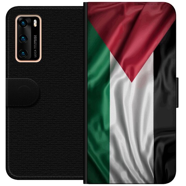 Huawei P40 Tegnebogsetui Palestinaflaget – ikonisk frihedssymbol i rød, sort, hvid og grøn