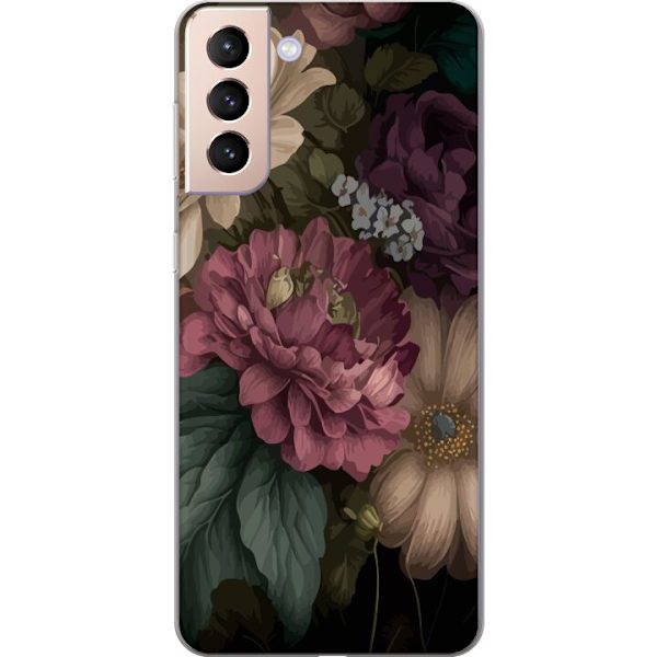 Samsung Galaxy S21 Läpinäkyvä kuori Kukat