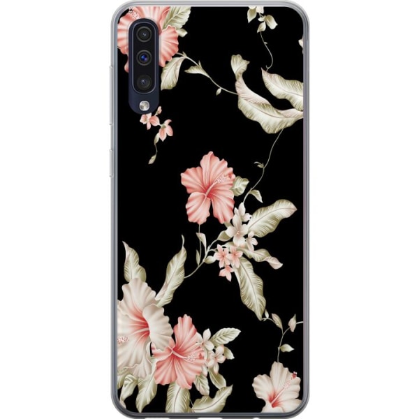 Samsung Galaxy A50 Cover / Mobilcover - Floral Mønster Sort
