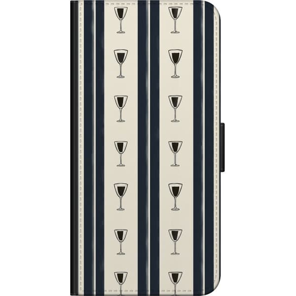 Kompatibelt Lommeboketui til Huawei P40 lite Blå vinglassstriper blå