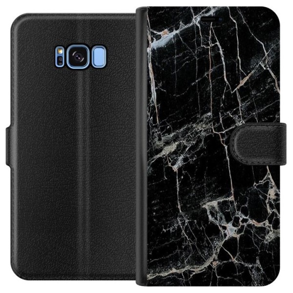 Samsung Galaxy S8 Lompakkokotelo Musta marmori