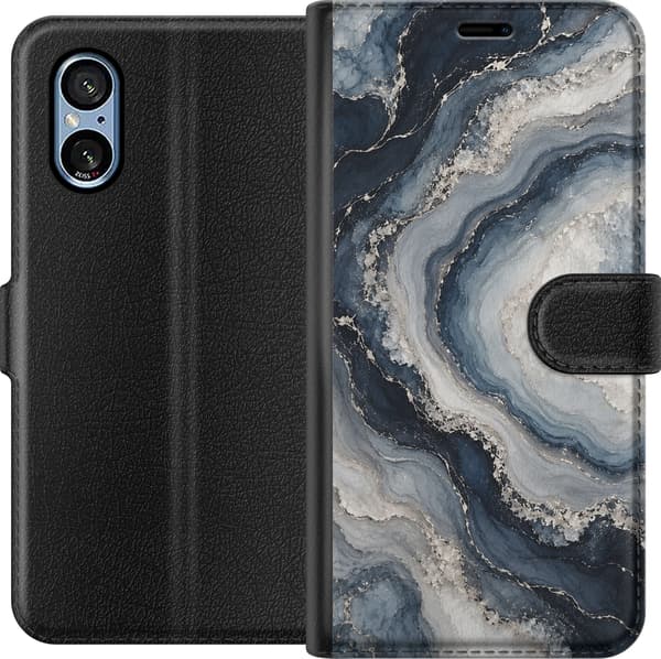 Kompatibel Tegnebogsetui til Sony Xperia 5 V Nattagat blå