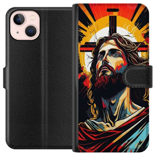 Apple iPhone 13 Lompakkokotelo Jeesus ja Kortti - uskonnolline