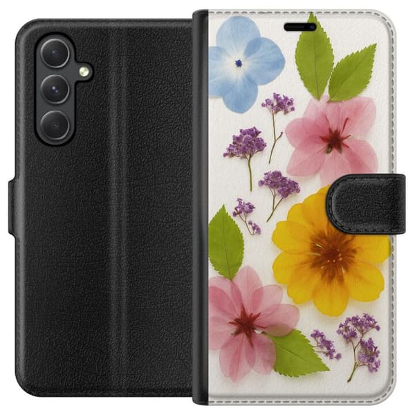 Kompatibelt Plånboksfodral till Samsung Galaxy A05s Pressade blommor