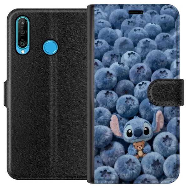 Kompatibelt Lommeboketui til Huawei P30 lite Blå figur bland blåbär blå