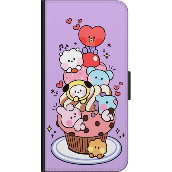 Kompatibel Tegnebogsetui til OnePlus 9 Pro Sød cupcake med kawaii-dyr og hjerter
