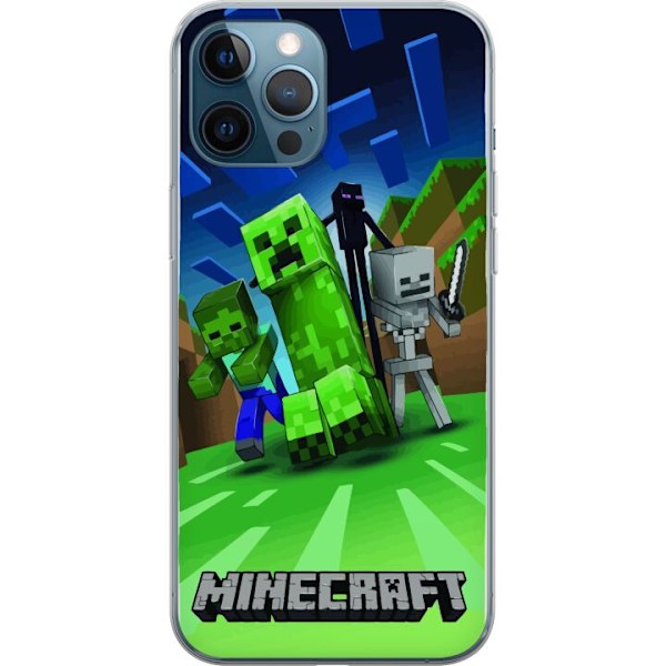 Apple iPhone 12 Pro Genomskinligt Skal Minecraft Creeper mobilskal i klassisk grön pixelstil