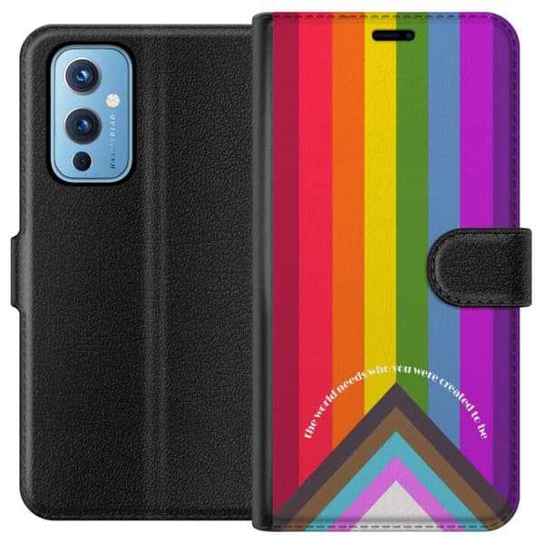 Kompatibelt Lommeboketui til OnePlus 9 Fargerik Pride-regnbue med inspirerende sitater