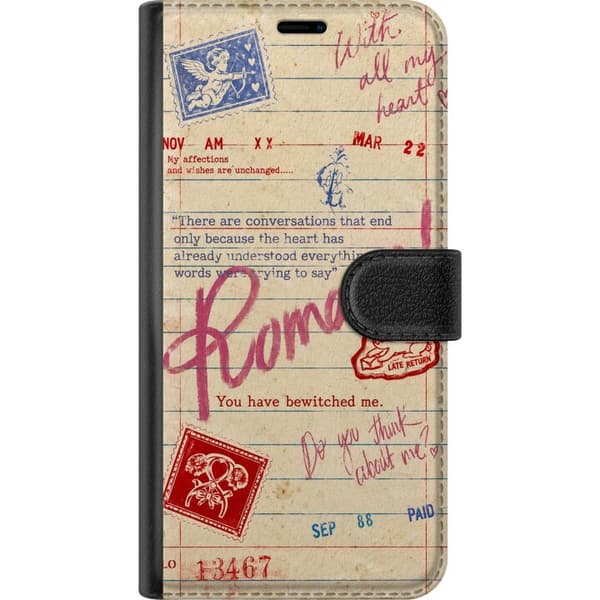 Kompatibel Tegnebogsetui til Samsung Galaxy A12 Beige kærlighedsbrev beige