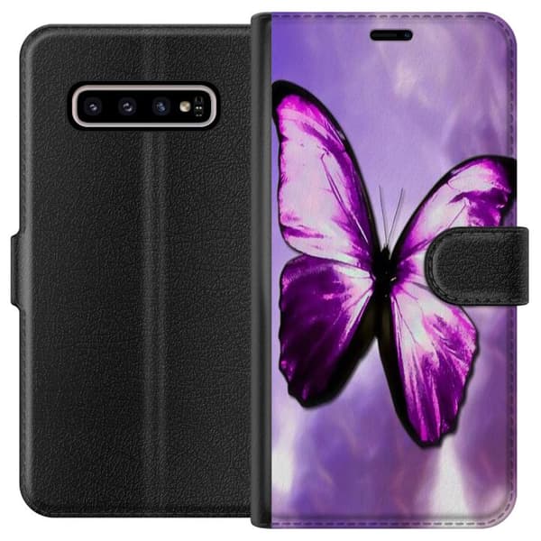 Kompatibelt Lommeboketui til Samsung Galaxy S10+ Sommerfugl